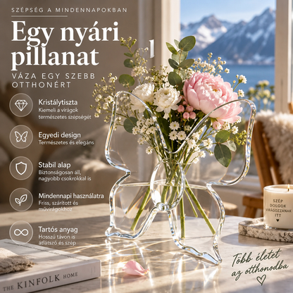🦋 Gjennomsiktig sommerfuglvas – krystallklar plast, stabil base. Perfekt til blomster, bordpynt og gaver! ✨💐