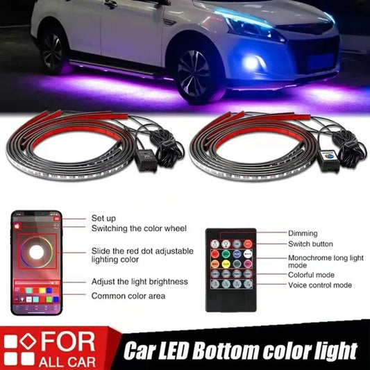 Autó alvázához rögzíthető, rugalmas, vízálló RGB LED szalagvilágítás (2 db)