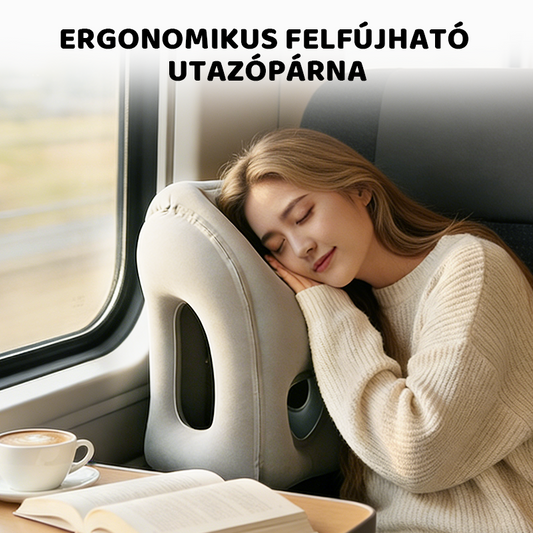 Ergonomikus felfújható utazópárna ✈️😴