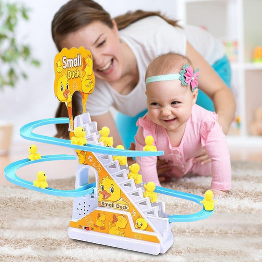 🦆 Kis kacsa mászó lépcsős játék – zenélő fények, automatikus mászás és végtelen szórakozás a kisgyerekeknek 🎵