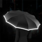 ☂️ Fényvisszaverő biztonsági csíkos esernyő! – Fordított nyitás, éjszaka fényvisszaverő
