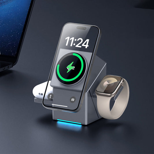 🧲⚡ 3-in-1 Összecsukható Mágneses Vezeték nélküli Töltőállomás 📱🔋