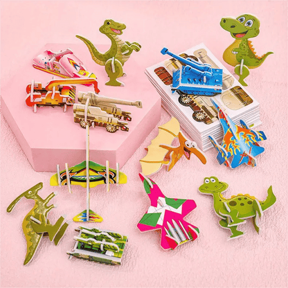 🦖🧩 3D-s kirakós készlet – Kézműves DIY logikai játék (25 db/készlet) 🧠