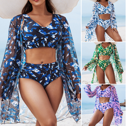 🏖️Дамски моден многоцветен печатан бански от 3 части👙