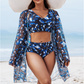 🏖️Дамски моден многоцветен печатан бански от 3 части👙