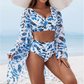 🏖️Дамски моден многоцветен печатан бански от 3 части👙