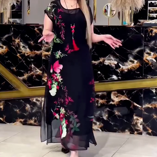 🌸Дамски елегантни флорални тюл рокля