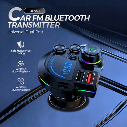 Univerzális kétportos autós FM Bluetooth adó