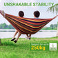 🌴🏕️ Megerősített csíkos függőágy több személyre – Kényelmes pihenés bárhol 🎁💑