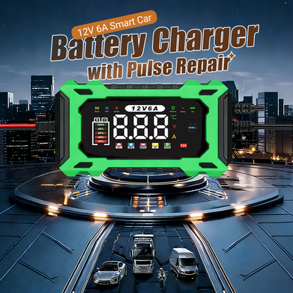 ⏰🔋 12 V-os, 6 A-es intelligens autóakkumulátor-töltő – Pulse Repair technológia, automatikus karbantartás és kénmentesítés 🚗⚡