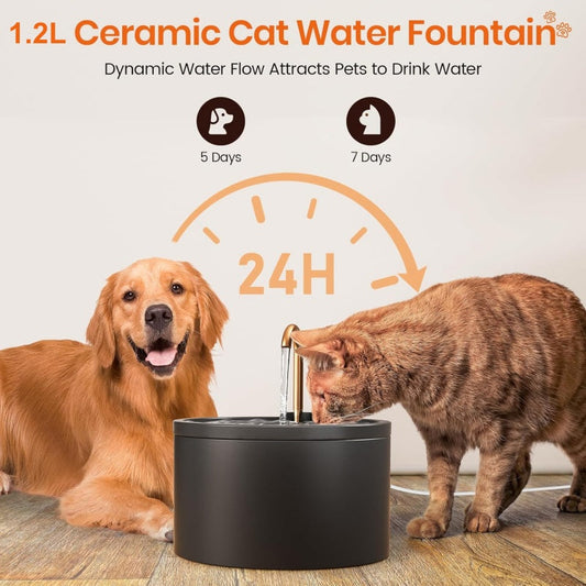 🐱  Kerámia állatitató szökőkút – csap kialakítású, rendkívül csendes, szűrővel ellátott 💦