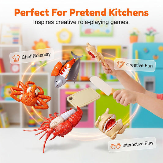 🦀Realisztikus, kivágható játékétel-készlet gyerekeknek
