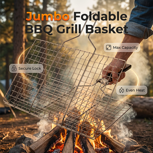 Hordozható, összecsukható grillkosár