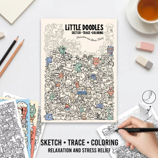 Kreatív Doodle-rajzok kifestőkönyv🎁Színes ceruzák ingyenes ajándéka