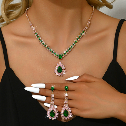 Zircon Jewelry Set Necklace & Drop Earrings for Women