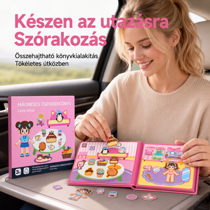 Mágneses csendes könyv gyerekeknek, összehajtható puzzle jelenet, korai fejlesztő játék fiúknak és lányoknak