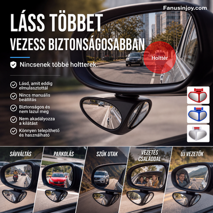 👀🚗Teljes panorámakilátás – HD vízálló kétoldalas parkolótükör, hogy soha ne maradjon le az útviszonyokról