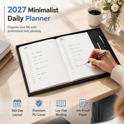 📘✨2027-es minimalista napi tervezőfüzet