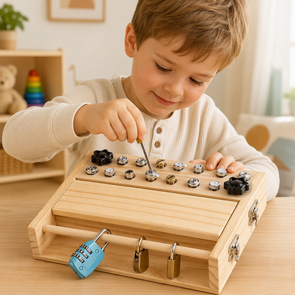 Montessori fa csavarhúzó-tábla játék kisgyerekeknek