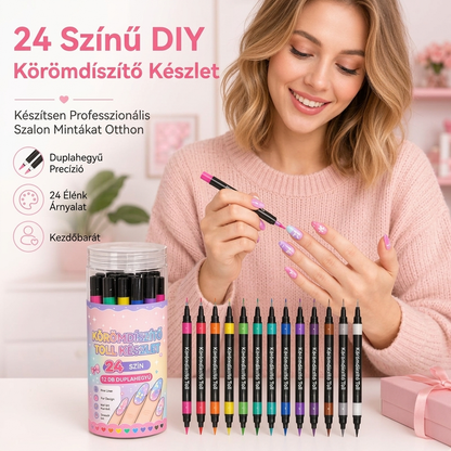 💅 24 színű kétvégű körömdíszítő tollkészlet  ✨