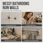 No Drill Double Folding Bathroom Towel Rack Wall Mounted Bath Towel Holder Shelf Organizer with Hooks