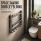 No Drill Double Folding Bathroom Towel Rack Wall Mounted Bath Towel Holder Shelf Organizer with Hooks