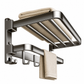 No Drill Double Folding Bathroom Towel Rack Wall Mounted Bath Towel Holder Shelf Organizer with Hooks