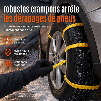 🚗❄️ Csúszásgátló gumiabroncs-heveder – Szegecselt, felcsatolható tapadássegítő hóhoz és sárhoz