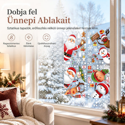 🎅🎄 Karácsonyi PVC statikus ablakmatricák – Könnyen felragasztható, ünnepi dekoráció ✨