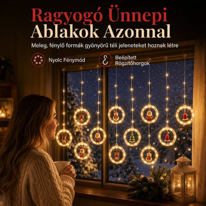 ⏰LED karácsonyi jégcsap füzér USB-s táppal, csillag és karácsonyfa gyűrű formájú függődíszekhez, ablak dekorációhoz